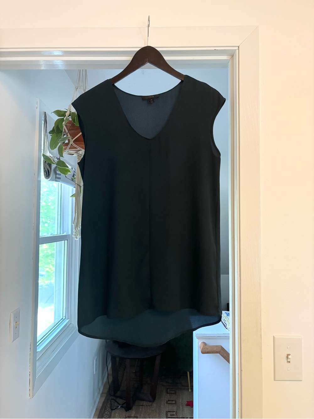 J.Crew Forest Green Sleeveless Sheer Blouse Top 2T (tall)
